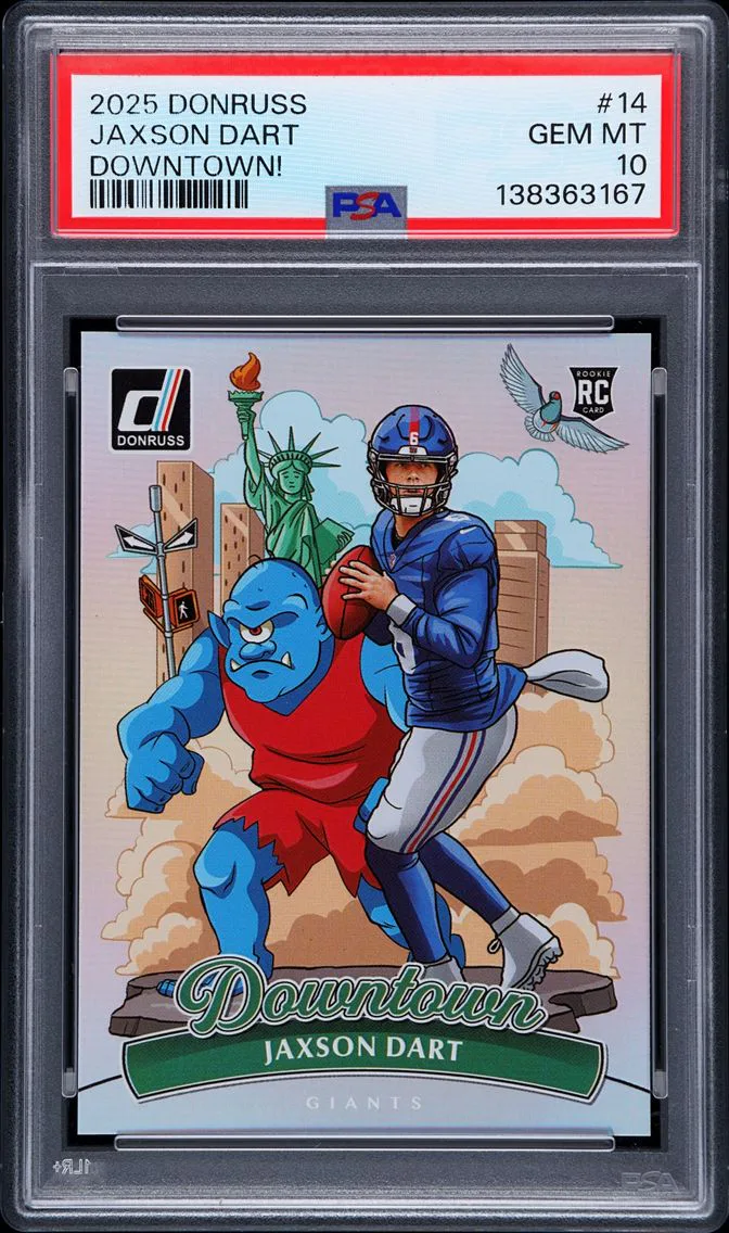2025 #14 Jaxson Dart PSA 10 Panini Donruss Downtown! Football