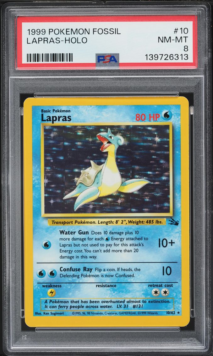 1999 #10 Lapras-Holo PSA 8 Fossi