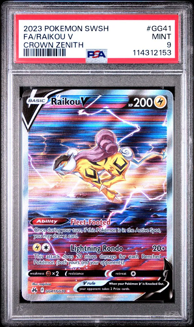2023 #GG41 Full Art/Raikou V PSA 9 Sword and Shield Crown Zenith Pokemon