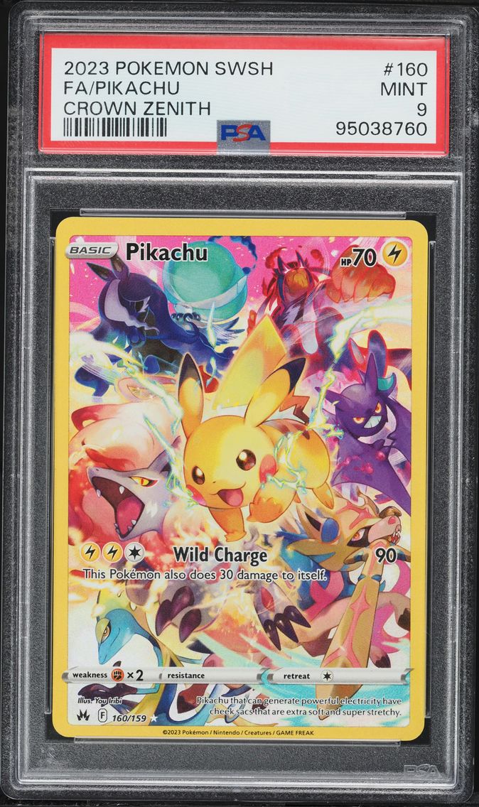 2023 #160 Full Art/Pikachu PSA 9 Sword and Shield Crown Zenith Pokemon