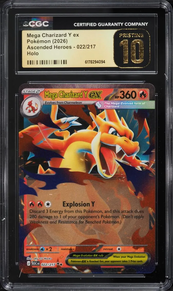 2026 Pokemon Mega Evolution Ascended Heroes Holo Mega Charizard Y EX #22 CGC 10 PRISTINE