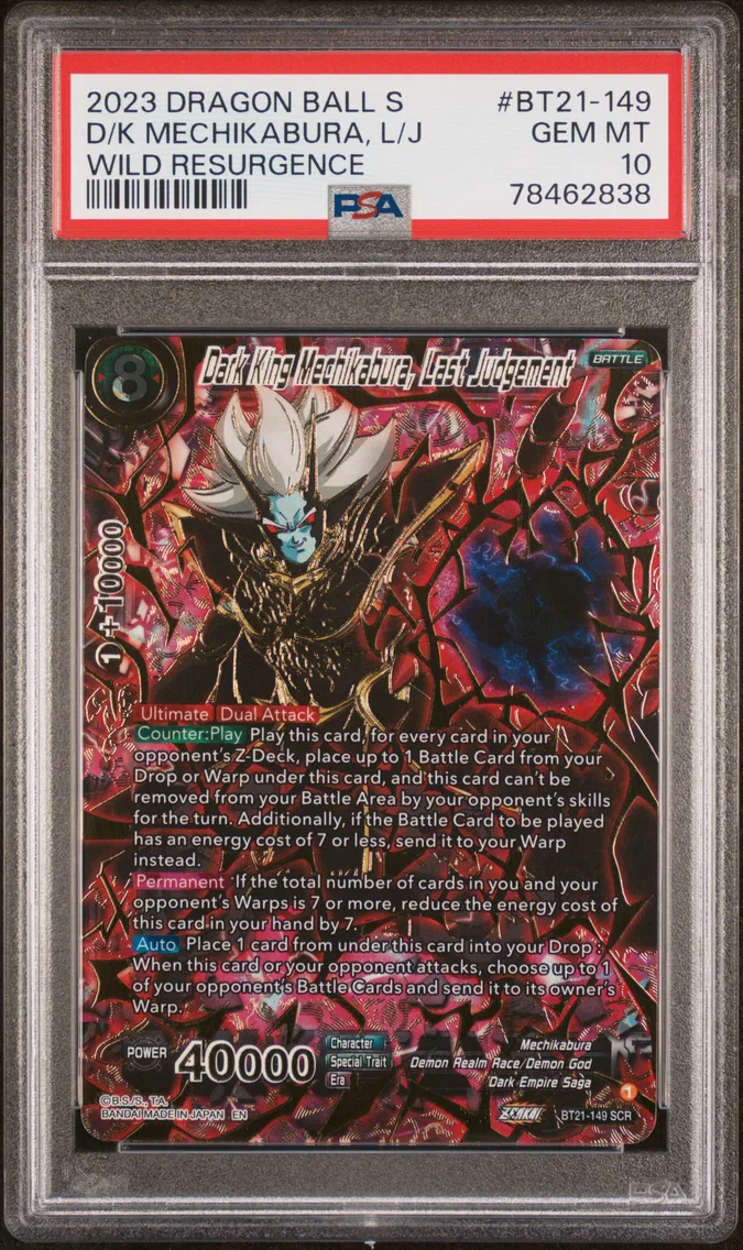 2023 #BT21-149 Dark King Mechikabura, Last Judgement PSA 10 Dragon Ball Super Card Game Series 21 Wild Resurgence