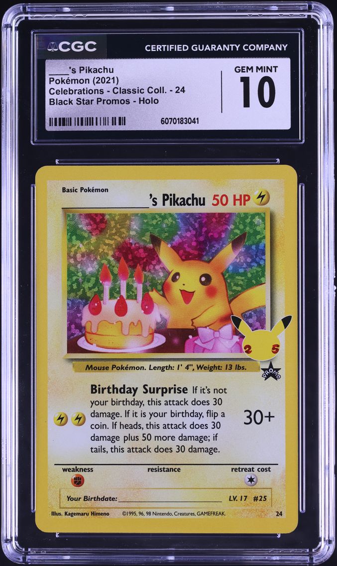 2021 #24 Birthday Pikachu-Holo CGC 10 Celebrations Classic Collection Pokemon