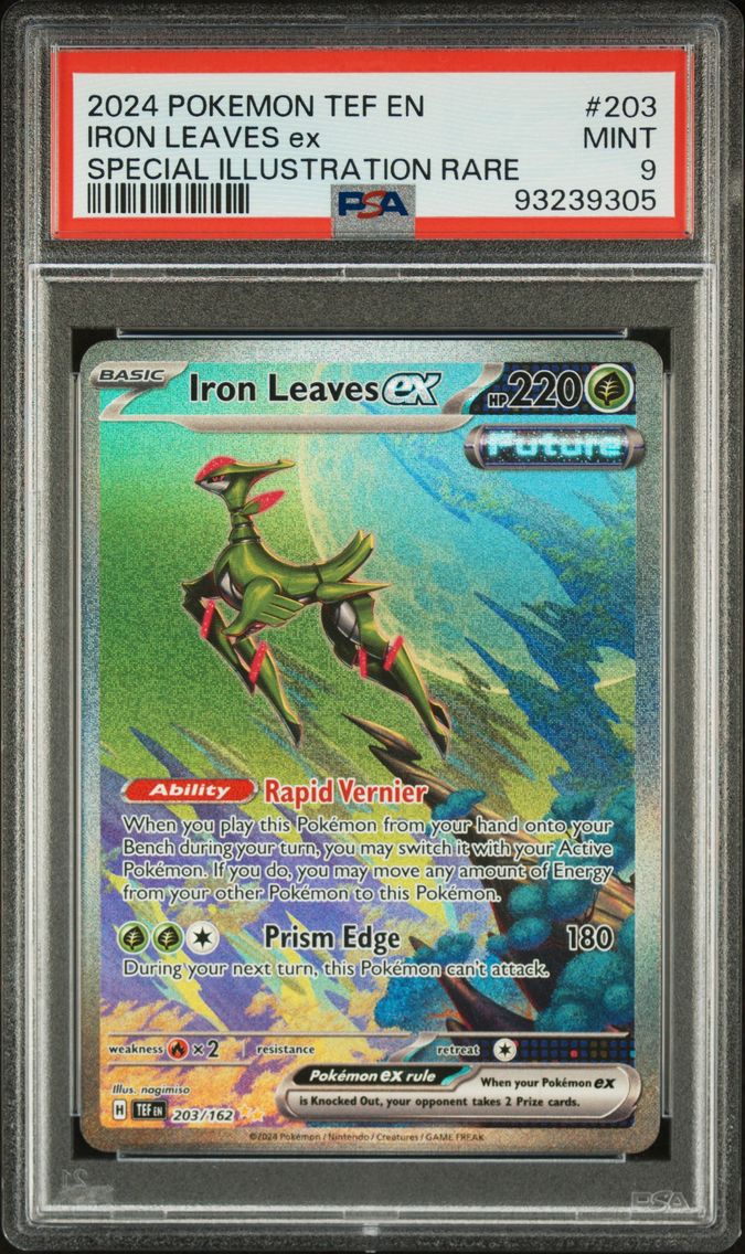 2024 #203 Iron Leaves EX PSA 9 Tef EN-Temporal Forces Pokemon