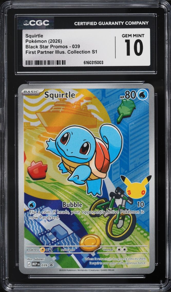 2026 Pokemon Mega Evolution Promo First Partner Illustration Full Art Squirtle #39 CGC 10 GEM