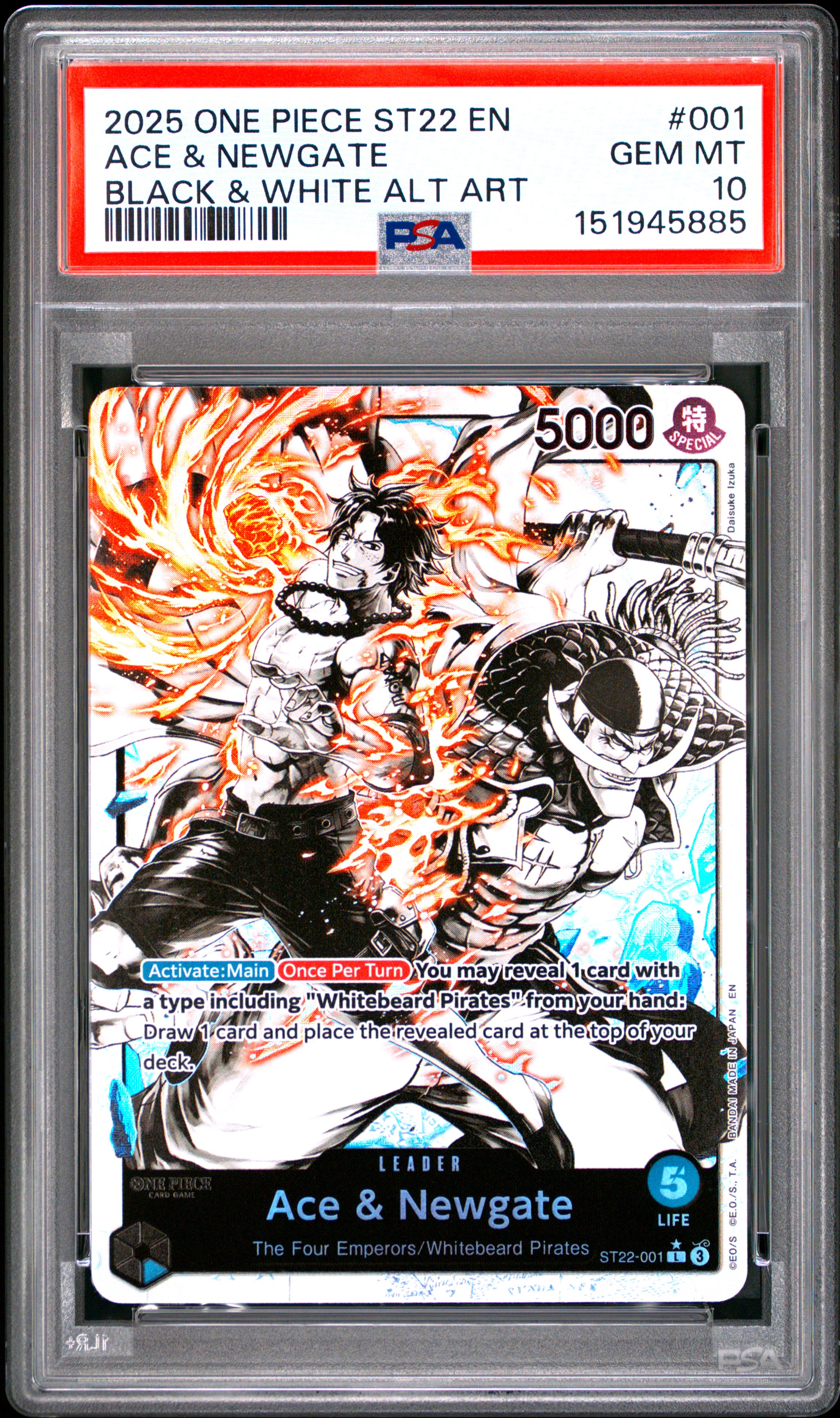 2025 #001 Ace & Newgate PSA 10 One Piece Starter Deck St22-Ace & Newgate