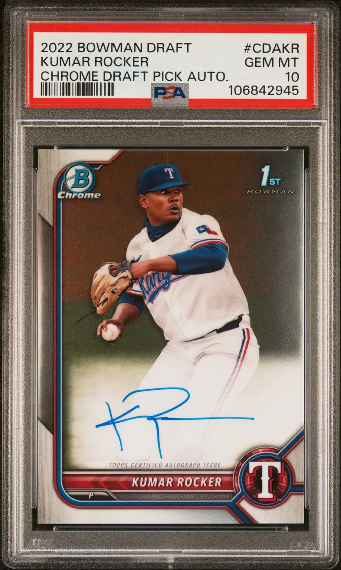 2022 #CDAKR Kumar Rocker PSA 10 Bowman Draft Chrome Draft Pick Autographs