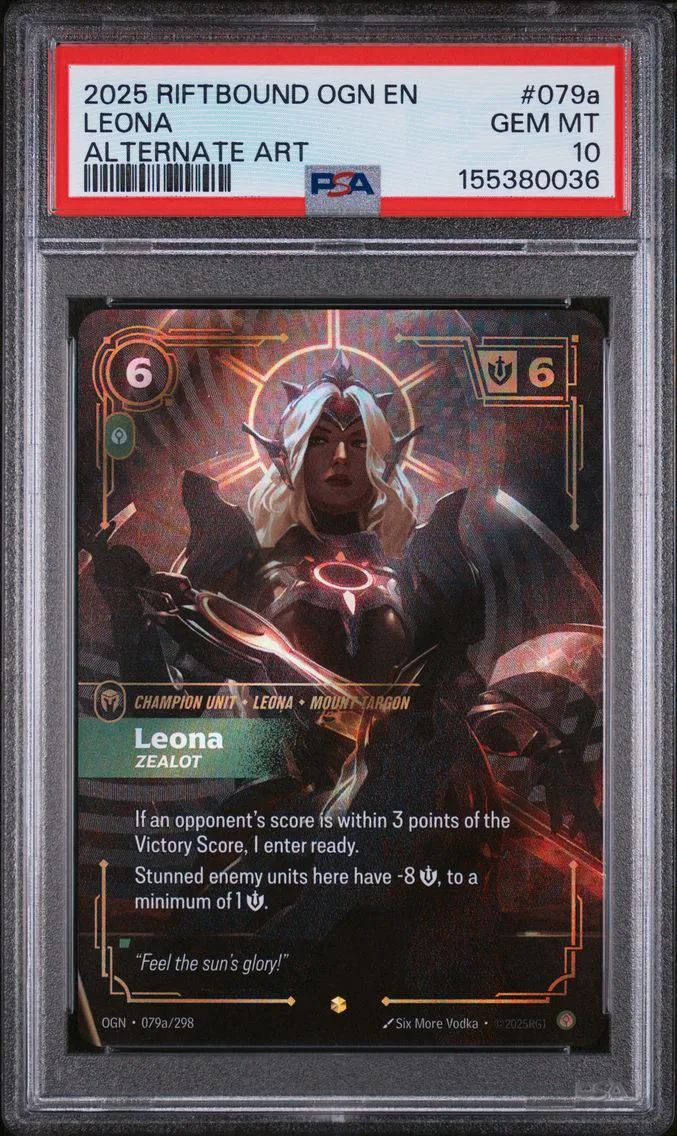 2025 #079a Leona - Zealot PSA 10 Riftbound: League of Legends Ogn-Origins