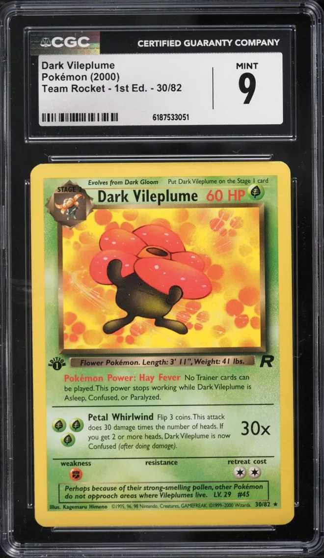 2000 #30 Dark Vileplume CGC 9 Pokemon Team Rocket 1st Edition