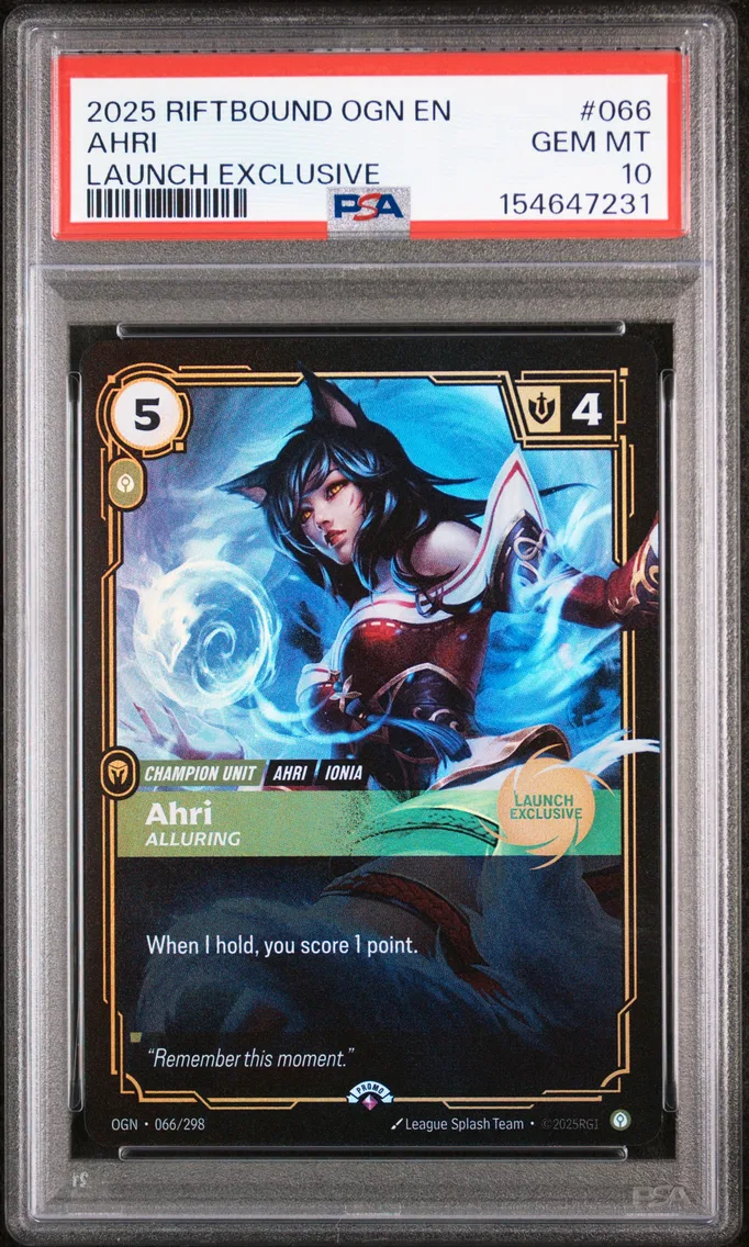 2025 #066 Ahri - Alluring PSA 10 Riftbound: League of Legends Ogn-Origins