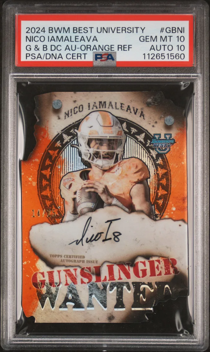 2024 #GBNI Nico Iamaleava PSA 10 Bowman Best University Gunslinger & Bandits Die-Cut Autographs