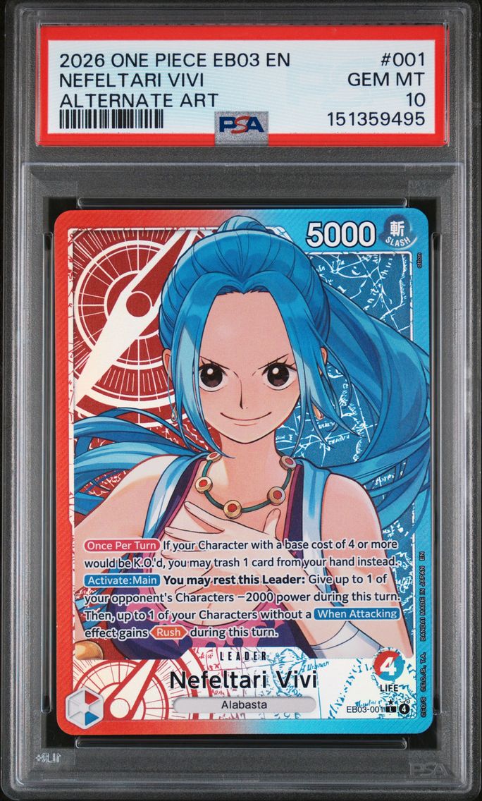 2026 #001 Nefeltari Vivi PSA 10 One Piece EB03-Extra Booster -One Piece Heroines Edition-