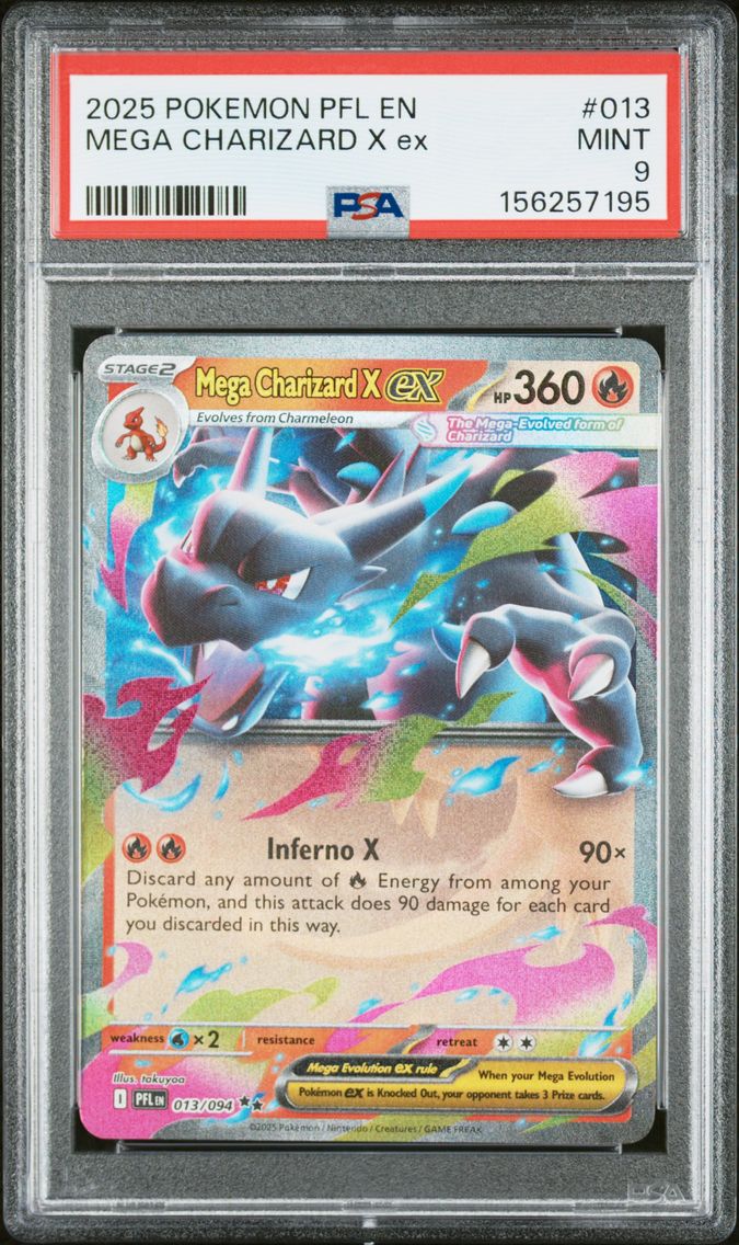 2025 #013 Mega Charizard X EX PSA 9 Pfl EN-Phantasmal Flames