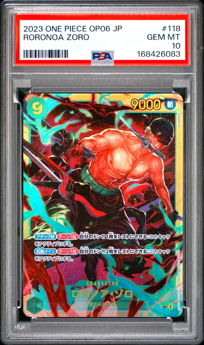 2023 #118 Roronoa Zoro PSA 10 One Piece Japanese OP06-Wings of the Captain