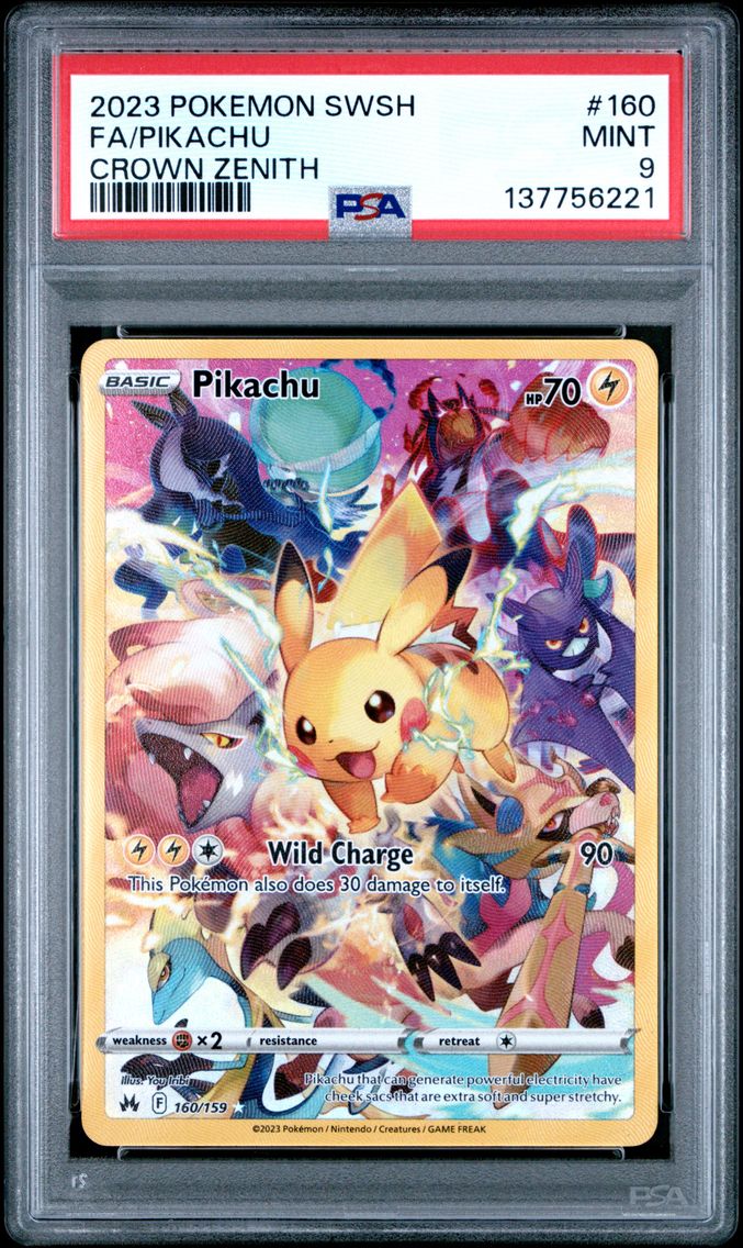 2023 #160 Full Art/Pikachu PSA 9 Sword and Shield Crown Zenith Pokemon