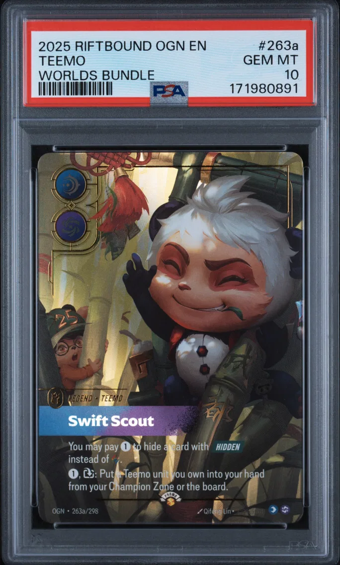 2025 #263a Teemo - Swift Scout PSA 10 Riftbound: League of Legends Ogn-Origins