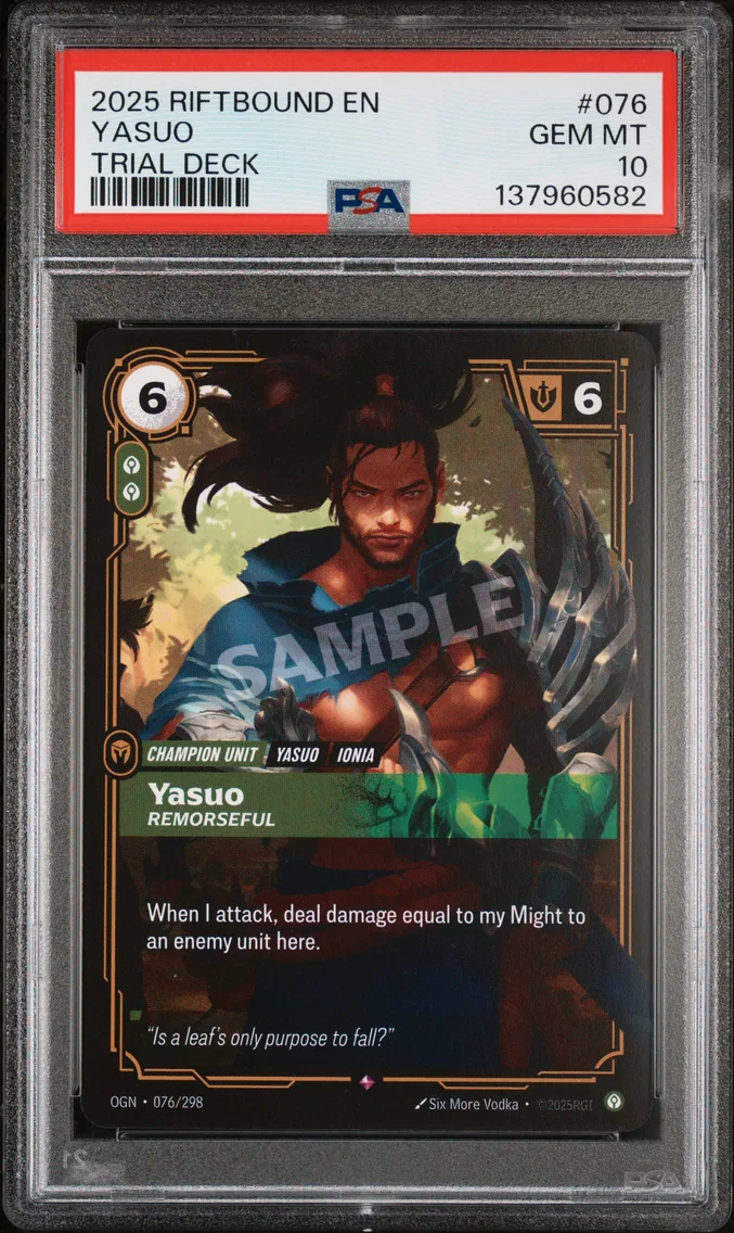 2025 #076 Yasuo - Remorseful PSA 10 Riftbound: League of Legends Trial Decks