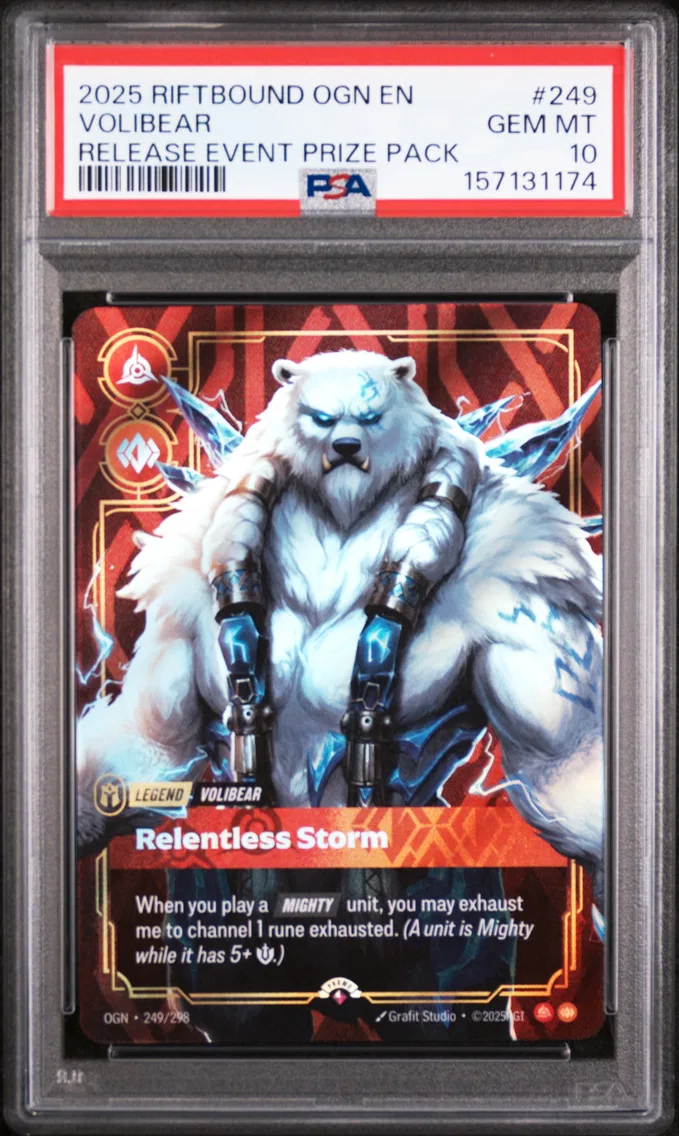 2025 #249 Volibear - Relentless Storm PSA 10 Riftbound: League of Legends Ogn-Origins