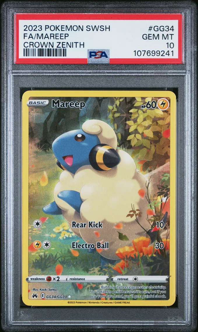 2023 #GG34 Full Art/Mareep PSA 10 Sword and Shield Crown Zenith