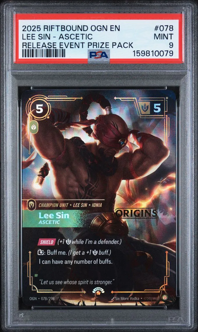 2025 #078 Lee Sin - Ascetic PSA 9 Riftbound: League of Legends Ogn-Origins