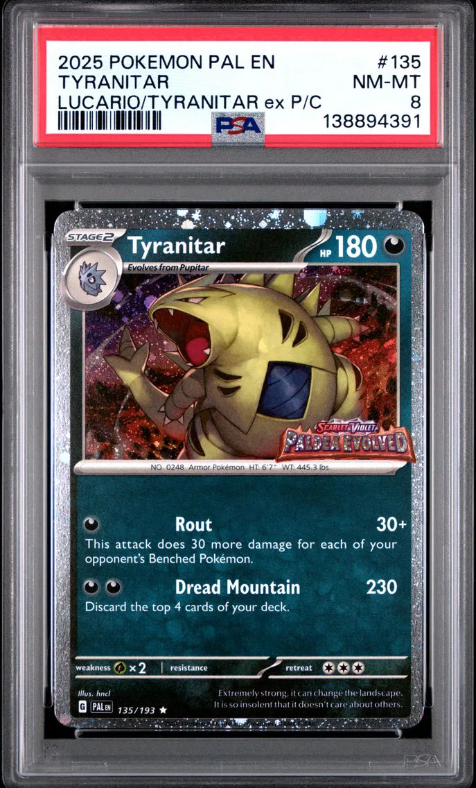 2025 #135 Tyranitar PSA 8 Pal EN-Paldea Evolved