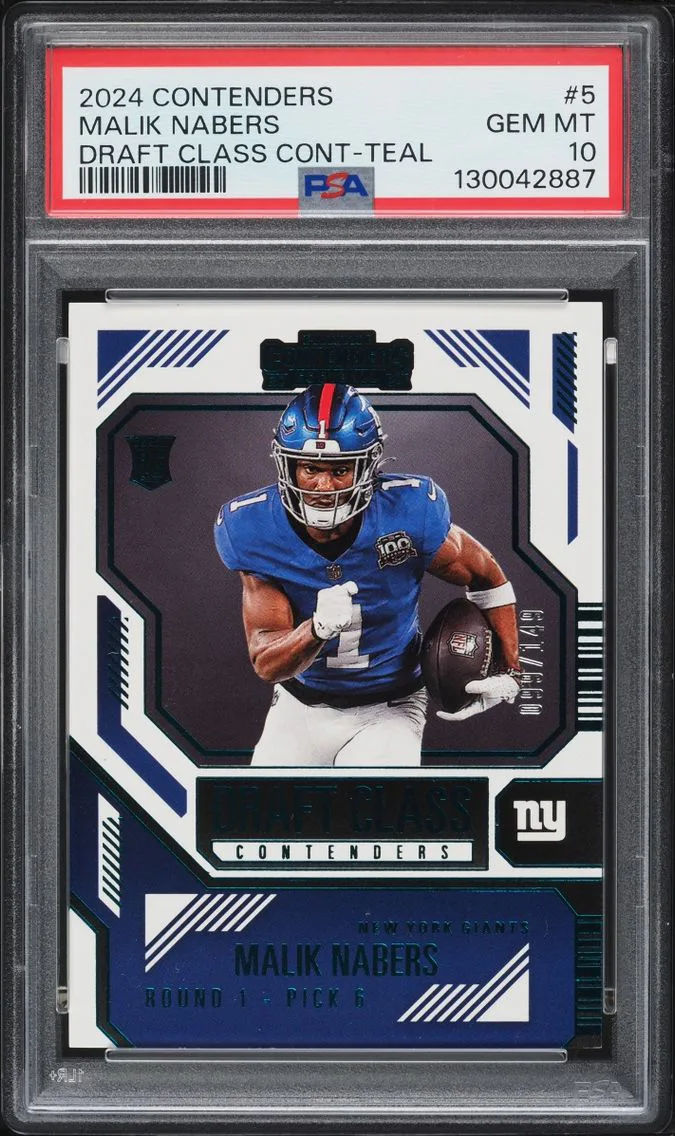 2024 Panini Contenders Draft Class Contenders Teal Malik Nabers ROOKIE /149 #5 PSA 10 GEM MINT