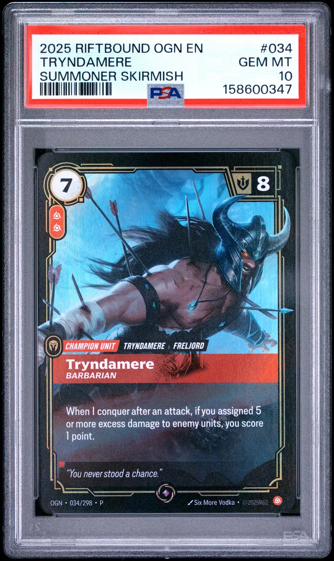 2025 #034 Tryndamere - Barbarian PSA 10 Riftbound: League of Legends Ogn-Origins