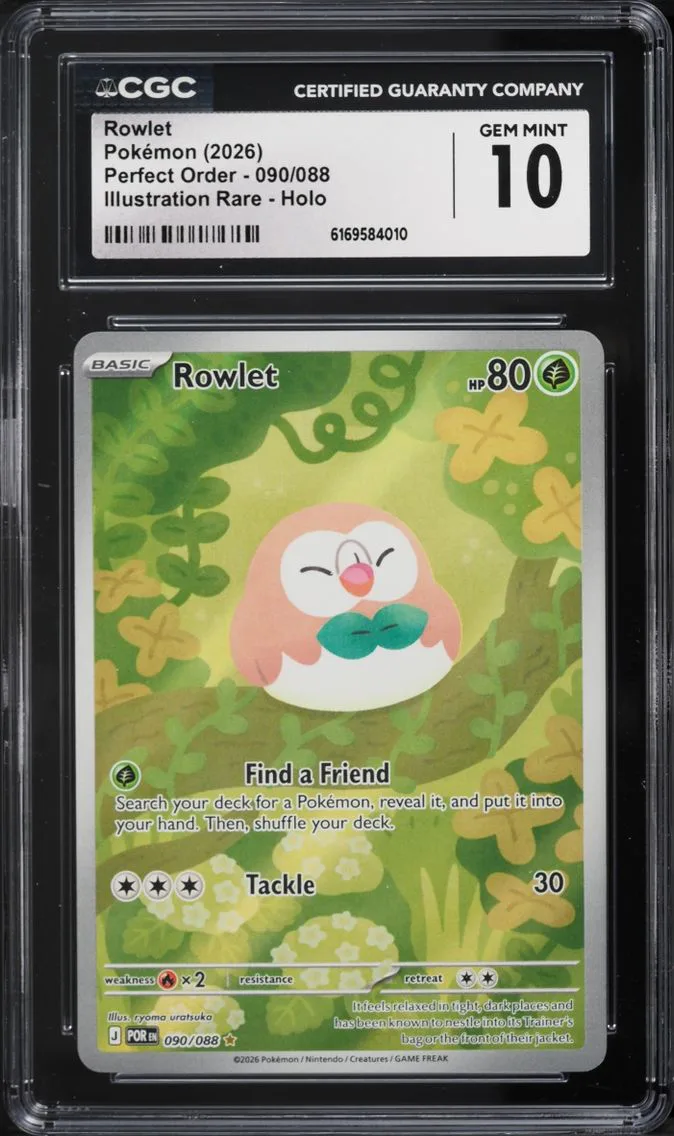 2026 Pokemon Mega Evolution Perfect Order IR Rowlet #90 CGC 10 GEM MINT