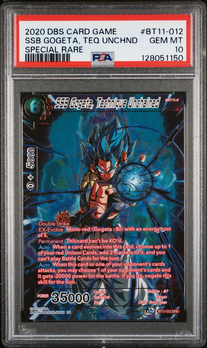 2020 #BT11-012 SSB Gogeta, Technique Unchained PSA 10 Dragon Ball Super Card Game Series 11 Vermilion Bloodline