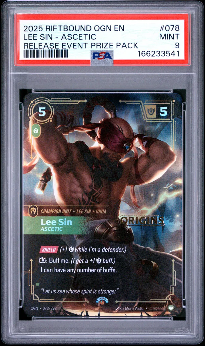 2025 #078 Lee Sin - Ascetic PSA 9 Riftbound: League of Legends Ogn-Origins