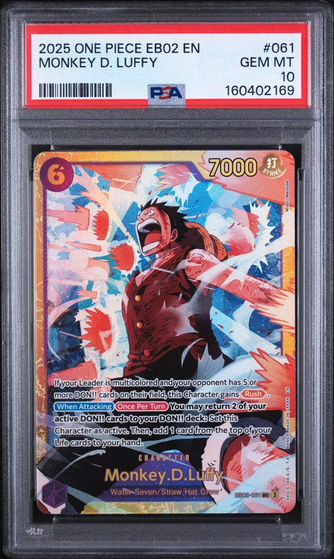 2025 #061 Monkey D. Luffy PSA 10 One Piece EB02-Extra Booster -Anime 25th Collection-