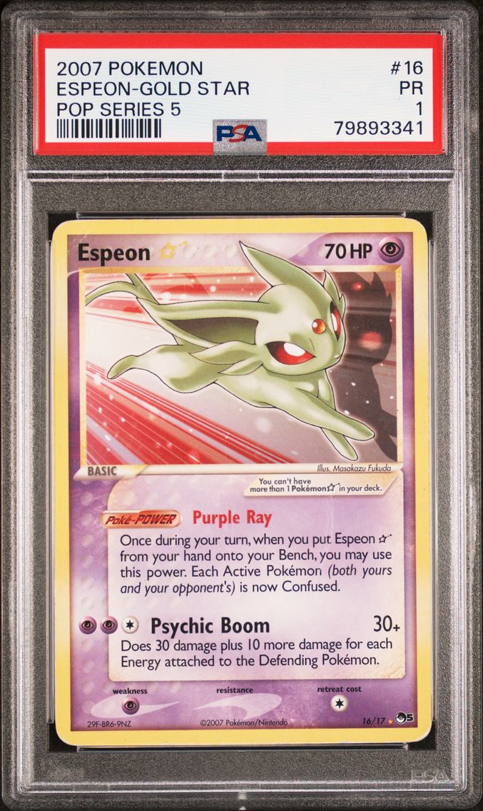2007 #16 Espeon-Gold Star PSA 1