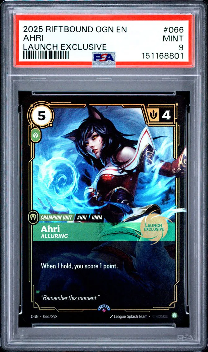 2025 #066 Ahri - Alluring PSA 9 Riftbound: League of Legends Ogn-Origins