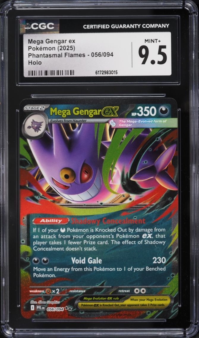 2025 Pokemon Mega Evolution Phantasmal Flames Holo Mega Gengar EX #56 CGC 9.5 MINT+