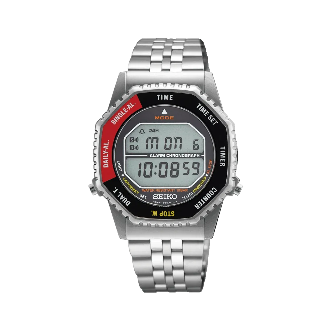 Seiko SMGG19 Digital Quartz Chronograph 37mm - Red on Bracelet