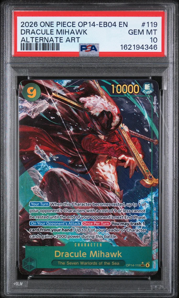 2026 #119 Dracule Mihawk PSA 10 One Piece OP14-EB04-the Azure Sea's Seven