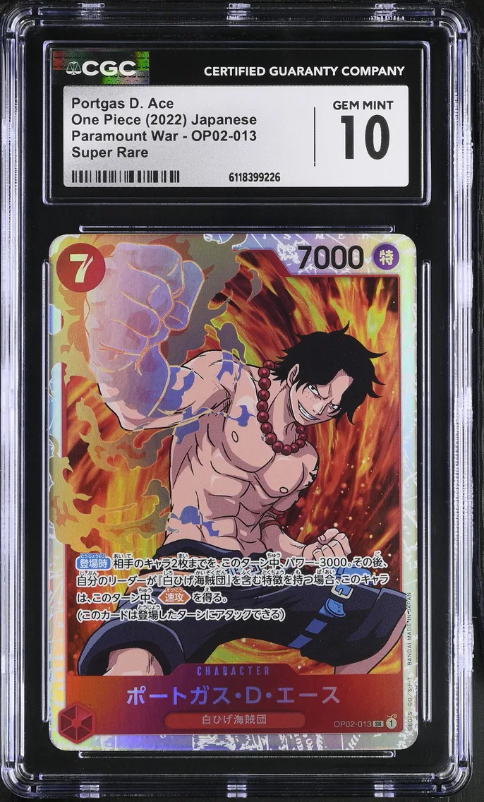 2022 #OP02-013 Portgas D. Ace CGC 10 Paramount War (OP02) - Japanese