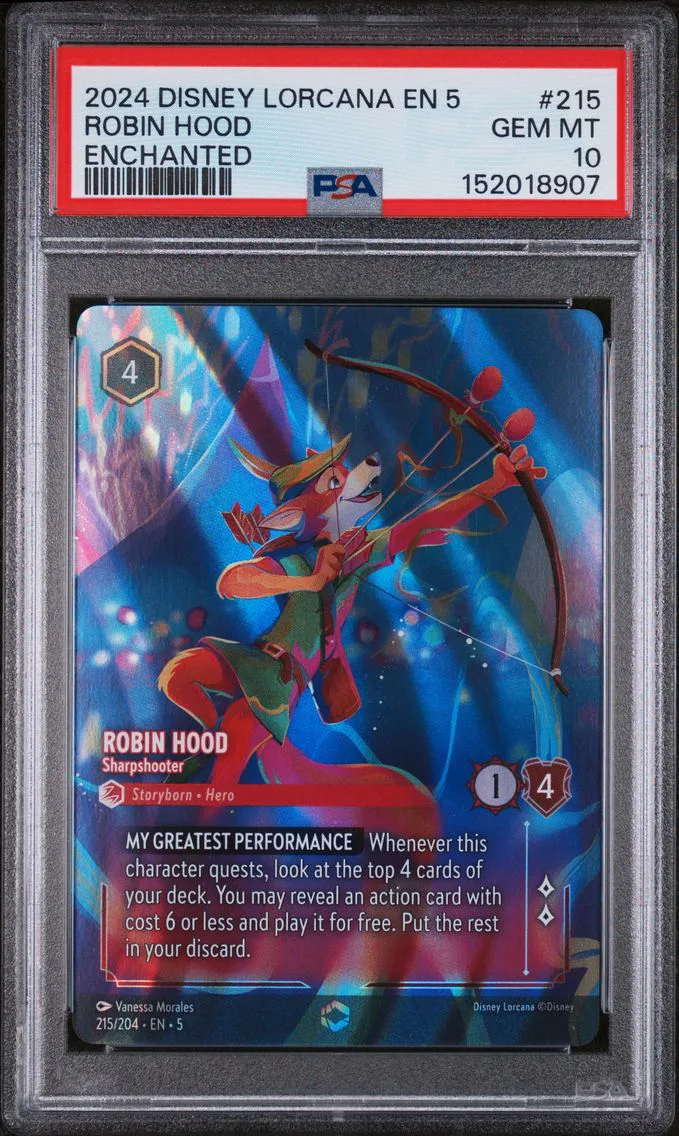 2024 #215 Robin Hood - Sharpshooter PSA 10 Disney Lorcana EN 5-Shimmering Skies