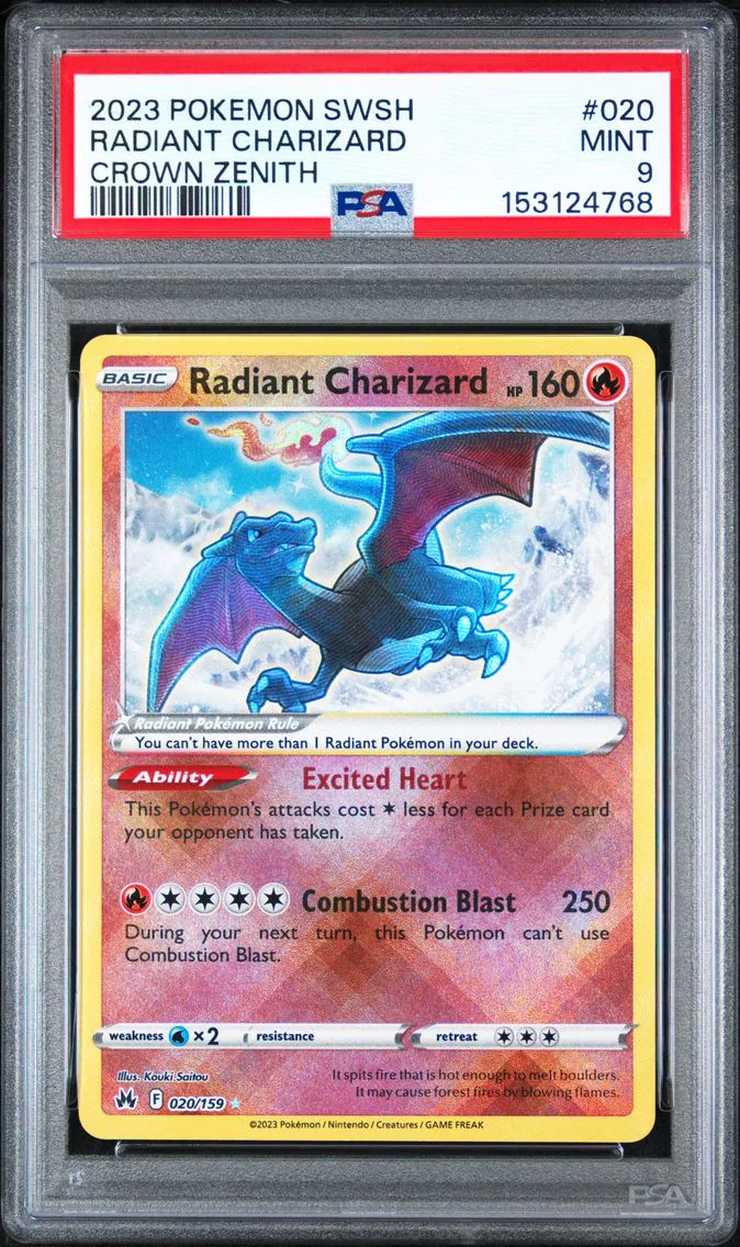 2023 #020 Radiant Charizard PSA 9 Sword and Shield Crown Zenith