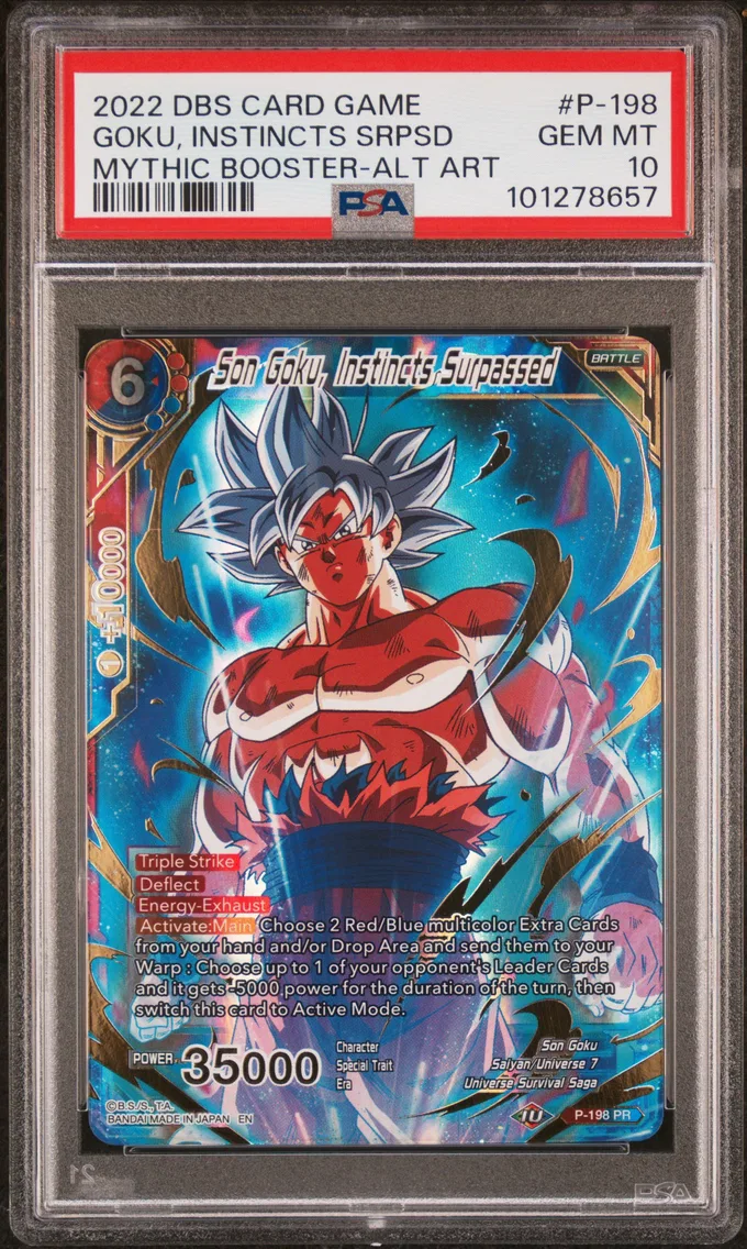 2022 #P-198 Son Goku, Instincts Surpassed PSA 10 Dragon Ball Super Card Game Mythic Booster
