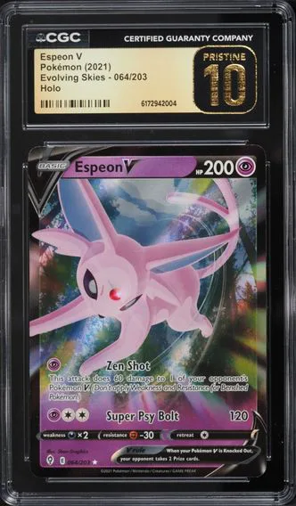 2021 Pokemon Sword & Shield Evolving Skies Full Art Espeon V #64 CGC 10 PRISTINE