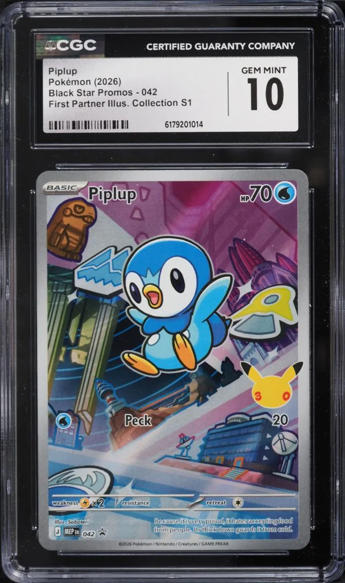 2026 Pokemon Mega Evolution Promo First Partner Illustration S1 Full Art Piplup #42 CGC 10 GEM