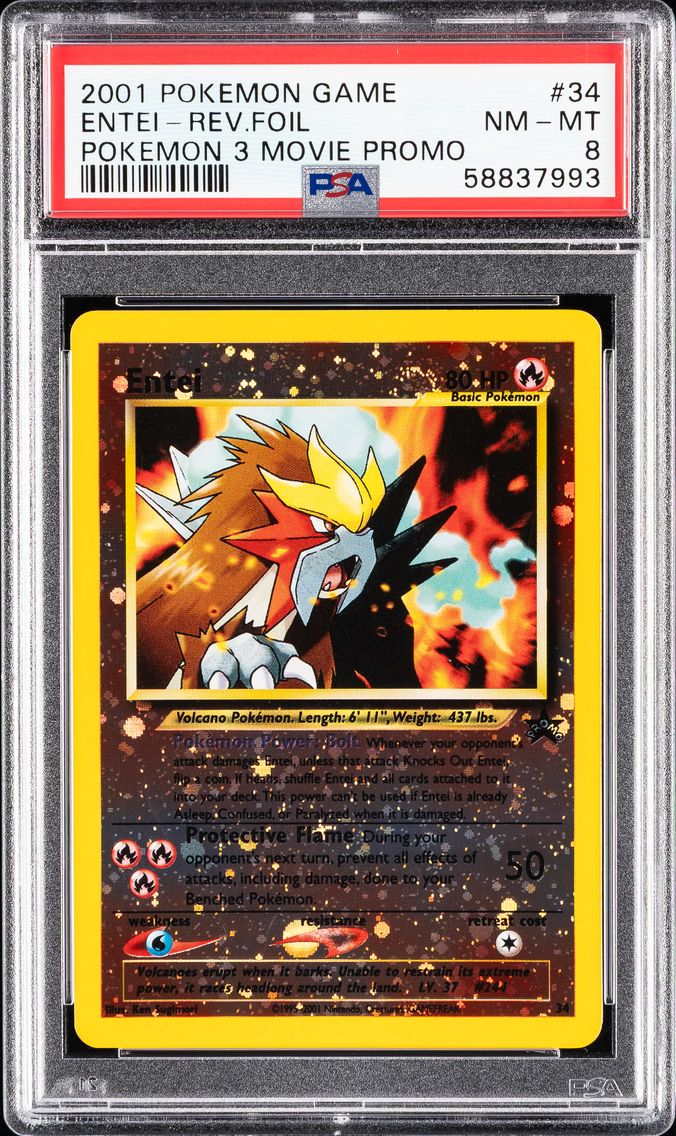 2001 #34 Entei-Reverse Foil PSA 8 Game Movie Pokemon