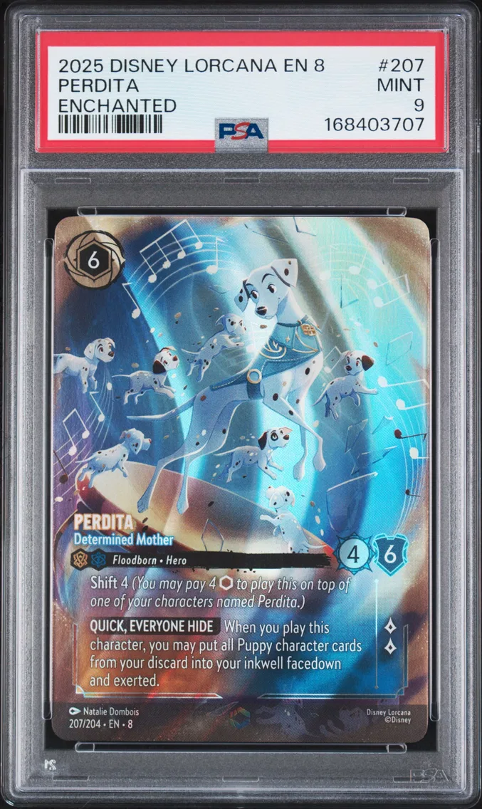 2025 #207 Perdita - Determined Mother PSA 9 Disney Lorcana EN 8-Reign of Jafar