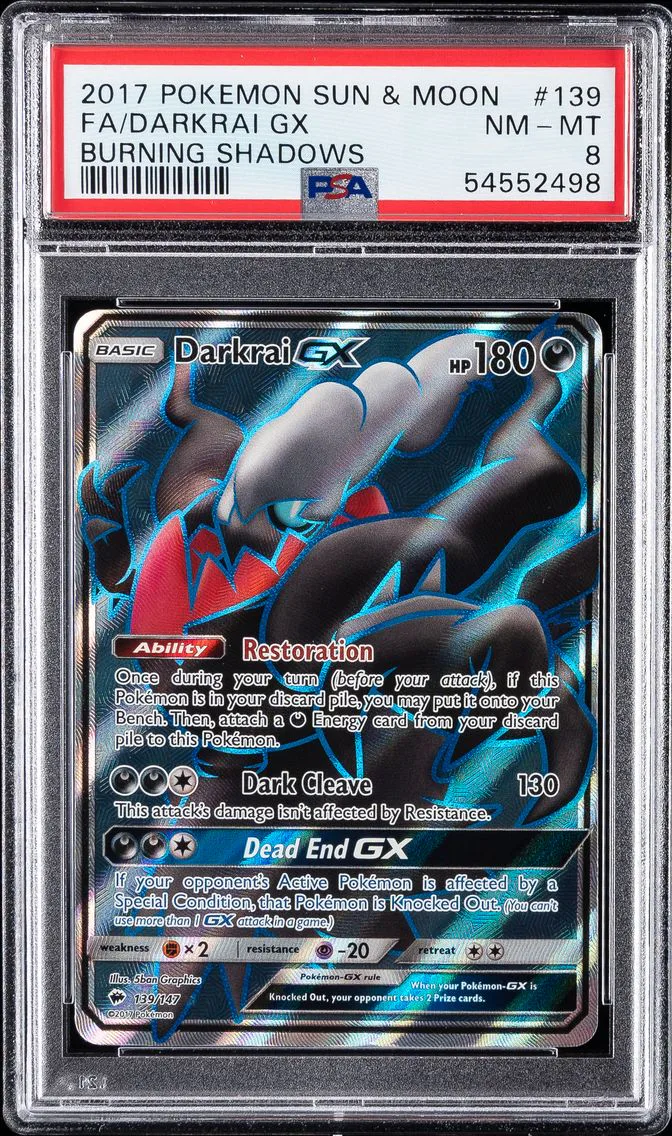 2017 #139 Full Art/Darkrai GX PSA 8 Sun & Moon Burning Shadows Pokemon
