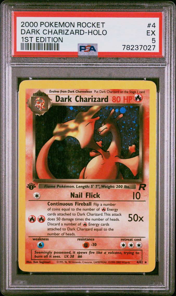 2000 #4 Dark Charizard-Holo 1st Edition PSA 5 Rocket