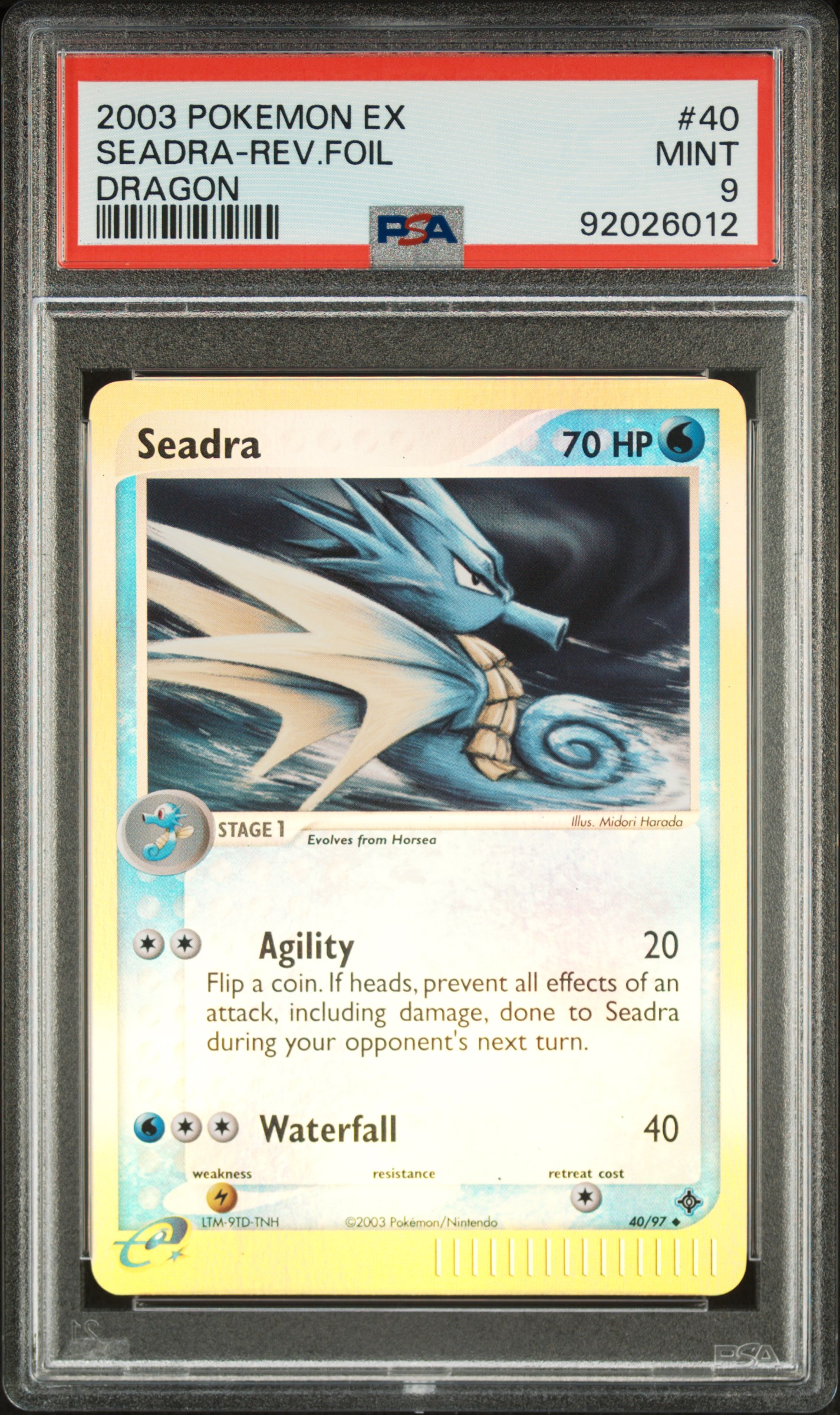2003 #40 Seadra-Reverse Foil PSA 9 Ex Dragon