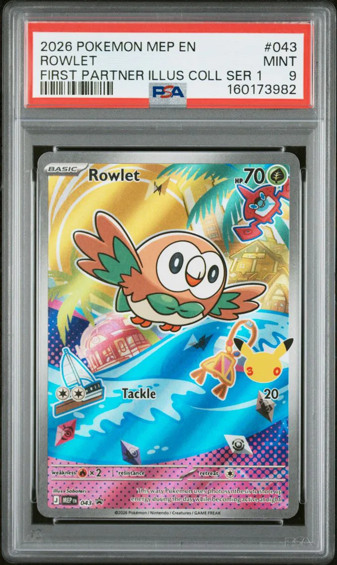 2026 #043 Rowlet PSA 9 Mep EN-Me Black Star Promo