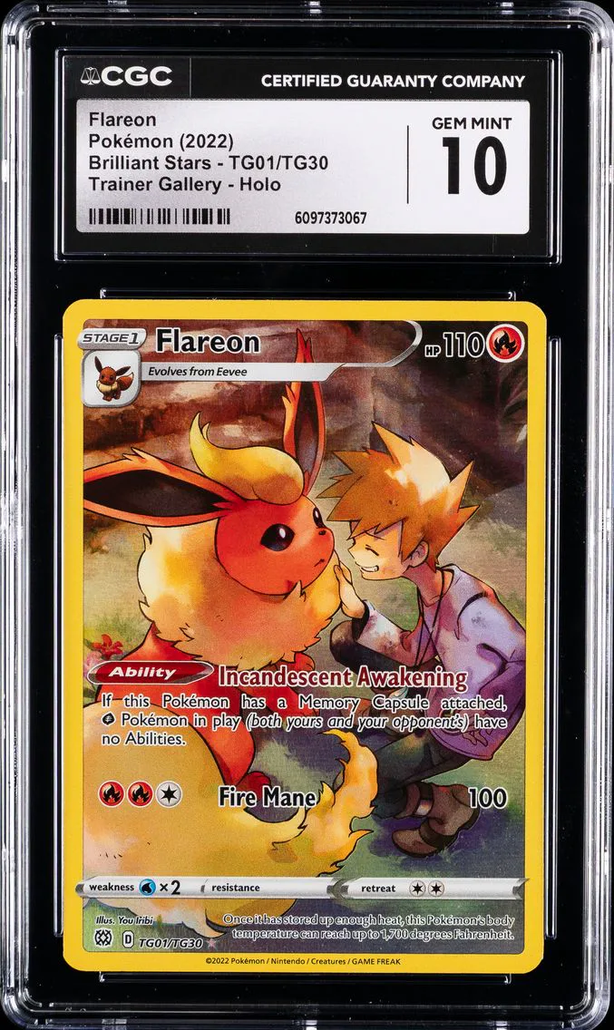 2022 #TG01 Full Art/Flareon CGC 10 Sword & Shield Brilliant Stars Pokemon