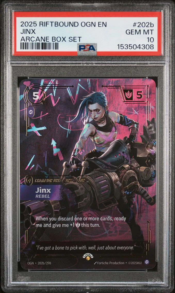 2025 #202b Jinx - Rebel PSA 10 Riftbound: League of Legends Ogn-Origins